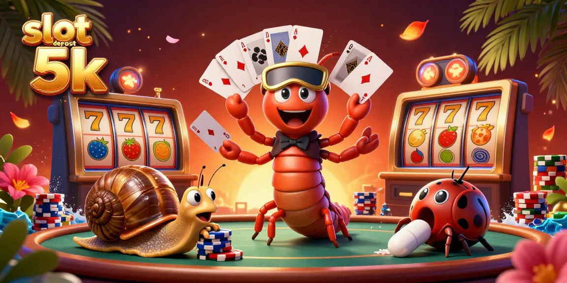 Engage with slot deposit 5k action in a lively casino scene of vibrant characters and game elements.