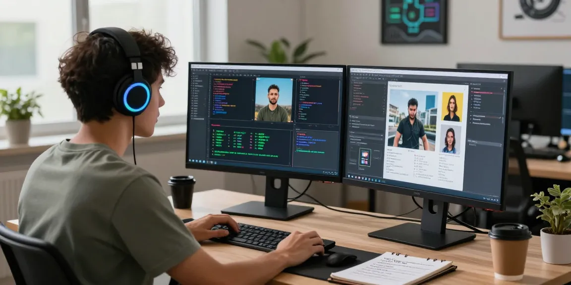 AI detector interface being analyzed by software engineer in modern workspace.