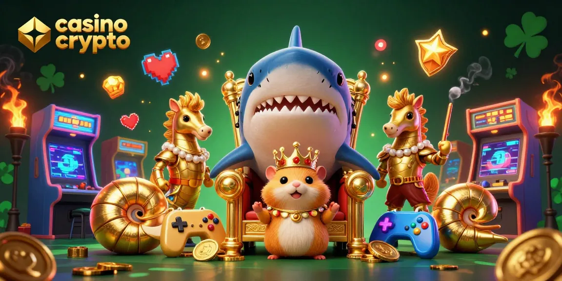 Jouez au casino crypto avec des éléments dynamiques colorés et un roi hamster entouré de sécurité marine.
