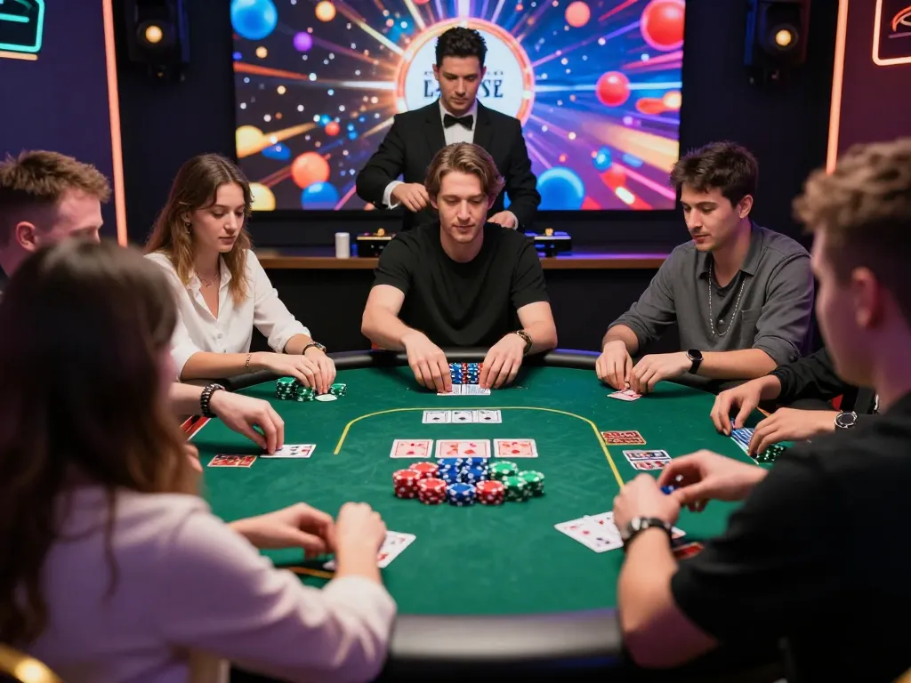 Engaging scene of players immersed in the game go8 at an online casino, highlighting excitement and strategic gameplay.