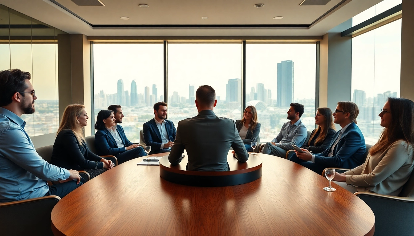 Collaborative business meeting in Australia with diverse professionals in a modern setting.