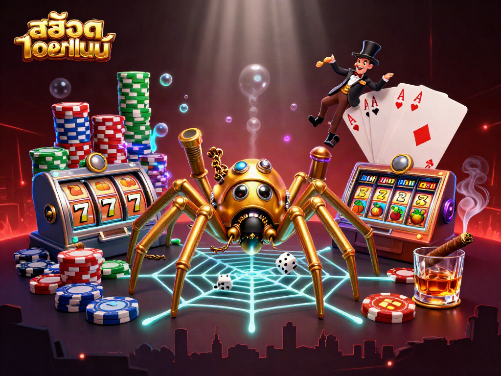 Experience สล็อตออนไลน์ excitement with dynamic slot elements in a rich 3D casino scene.