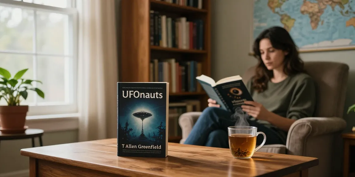 Discover T Allen Greenfield's award-winning book "UFOnauts" at https://tallengreenfield.com in a cozy reading nook.