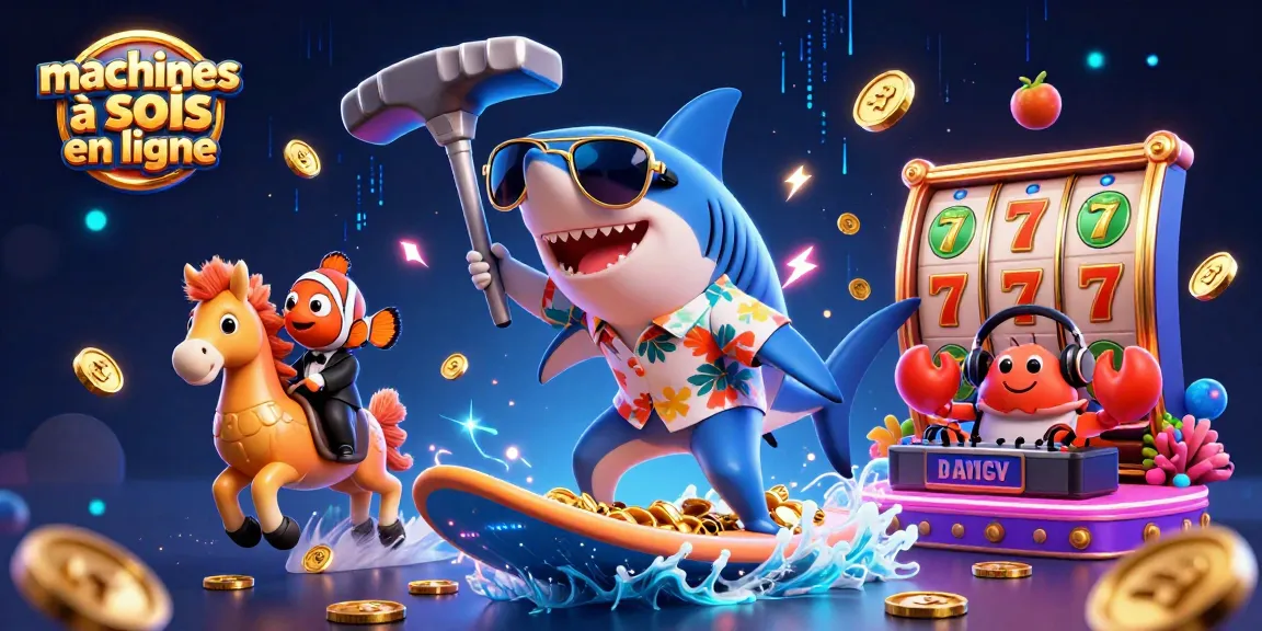 Jouez aux machines à sous en ligne avec des personnages animés sous forme de requin et de clownfish.