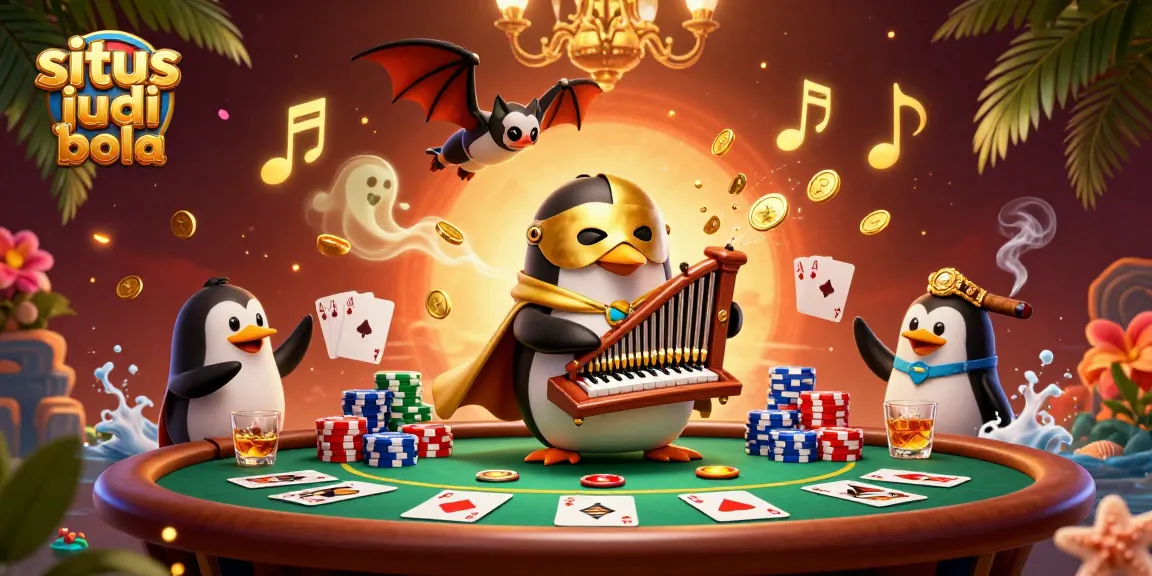 Bet on situs judi bola with thrilling poker and interactive casino elements in a dynamic 3D scene.