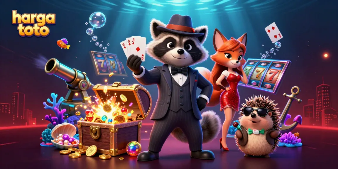 Menangkan harga toto dengan ilustrasi kartun 3D suasana kasino yang meriah dan penuh harta karun