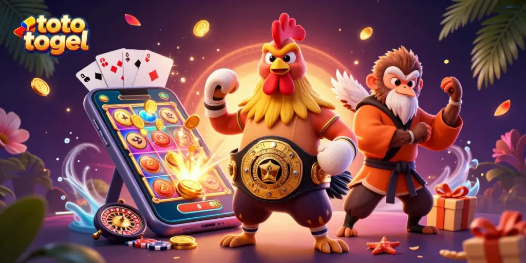 Menangkan toto togel dengan ilustrasi kasino penuh warna dan karakter menarik.
